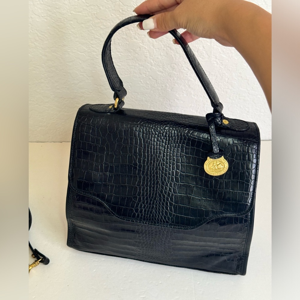 BRAHMIN Vintage Black Leather Shoulder /Hand Bag Satchel - Picture 8 of 12